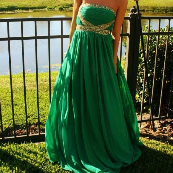 emerald and gold prom dress